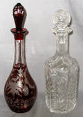 102454 CLEAR CUT CRYSTAL  RED TO CLEAR DECANTER