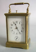 French brass repeater carriage clock with alarm mechanism