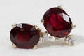 100323 RUBY DIAMOND  YELLOW GOLD EARRINGS