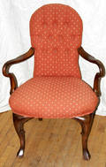 091343 QUEEN ANNE STYLE MAHOGANY OPEN ARM CHAIR