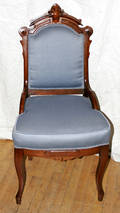 091341 EASTLAKE BLUE UPHOLSTERED WALNUT SIDE CHAIR