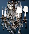 092307 BRASS  CRYSTAL CHANDELIER MID 20TH C H22