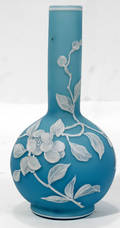 11402 VICTORIAN ENAMELED  CASED GLASS STICK VASE