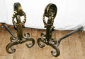120448 WROUGHT IRON  BRONZE ANDIRONS C1900 H 17