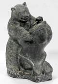 112374 WOLF MOLDED SCULPTURE ESKIMO W POLAR BEAR