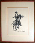 112386 WILLIAM OBERHARDT PEN  INK DRAWING COWBOY