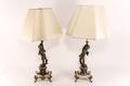 Pair of Bronze  Marble Figural Table Lamps