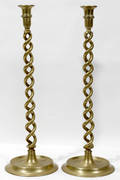 101501 ENGLISH BRASS TWISTED CANDLESTICKS