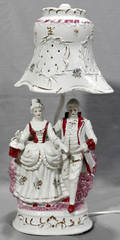 100389 FRENCH FIGURAL LAMP WHITE PORCELAIN SHADE