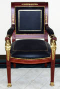 092359 FRENCH EMPIRE STYLE MAHOGANY OPEN ARMCHAIR