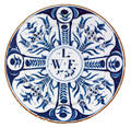 Delftware blue and white plate dated 1738