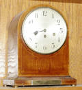 091399 INLAID MAHOGANY DOMED MANTEL CLOCK