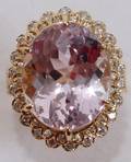 092382 220CT KUNZITE  12CT DIAMOND RING