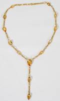 092380 6CT CITRINE BY THE YARD 14K GOLD NECKLACE
