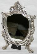 092367 ART NOUVEAU SILVERPLATE EASEL STAND MIRROR