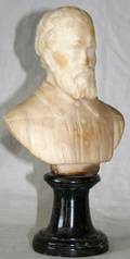 092361 CARVED ALABASTER BUST OF A MAN ANTIQUE