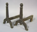 Three pair of cast iron andirons early 19th c
