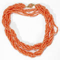 12435 ORIENTAL CORAL BEAD FIVE STRAND NECKLACE