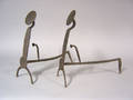 Three pair of wrought iron andirons late 17th18th and early 19th c
