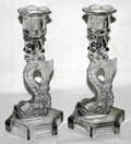 10463 TWO MOLD GLASS CANDLESTICKS C 1910 2 H 9