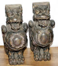 112442 CARVED WOOD GARGOYLES
