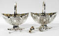 111601 ELECTROPLATE SILVER SWEETMEAT BASKETS WLADLES
