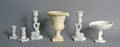 Two pair of milk glass candlesticks