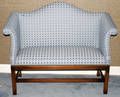 092401 CHIPPENDALE STYLE LOVESEAT W MAHOGANY LEGS