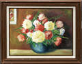 090428 KARL LARSEN OIL ON CANVAS FLORAL STILL LIFE