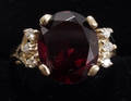 11486 14 KT GOLD DIAMOND  RHODOLITE GARNET RING