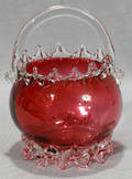 121532 AMERICAN CRANBERRY GLASS BASKET H 8 DIA 5