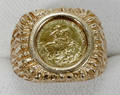 112460 YELLOW GOLD COIN RING ST GEORGE  DRAGON