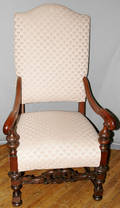112456 JACOBEAN STYLE CARVED WALNUT CHAIR