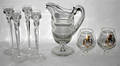 111654 CRYSTAL CANDLESTICKS PITCHER BRANDY SNIFTERS