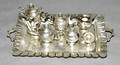 111648 MEXICAN SILVER  TURQUOISE MINIATURE TEA SET