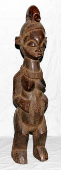 110493 BAYAKA CARVED WOOD FEMALE FIGURE CONGO