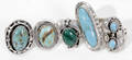 100452 NAVAJO STERLING TURQUOISE  MALACHITE RINGS