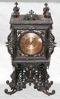 091489 METAL FILIGREE WORK CLOCK W COPPER FACE