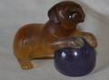092447 DAUM CRYSTAL FIGURE OF A DOG WBALL L35