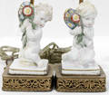 12510 GLAZED PORCELAIN FIGURAL BOUDOIR LAMPS H 9