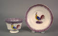 Purple spatter cup and saucer 19th c