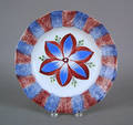 Red and blue rainbow spatter plate 19th c