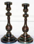 121593 SHEFFIELD PLATE  SILVERPLATE CANDLESTICKS