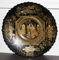 102604 HAND DECORATED ROUND PAPIER MACHE TRAY
