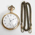 091530 ELGIN OPEN FACE GOLD FILLED POCKET WATCH