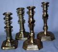 092508 BRASS CANDLESTICKS FOUR H78 5