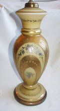 121618 GLASS DECORATED W GILT  SILVER LAMP BASE