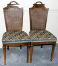 122627 WALNUT SIDE CHAIRS W CANE BACKS C 1960 PAIR