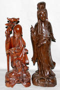 112558 ORIENTAL CARVED WOOD STANDING SAGE  QUAN YIN