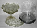 110594 ART DECO COMPOTE RELISH DISH CRYSTAL PLATES